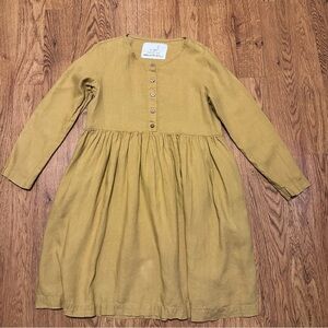 Not perfect linen long sleeve pleated oversized loose langenlook dress S/M